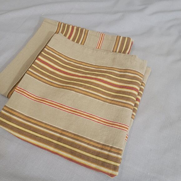 Pottery Barn 2 20x20 Inch Throw Pillow Covers Linen Cotton Blend Neutral Striped - Picture 8 of 11